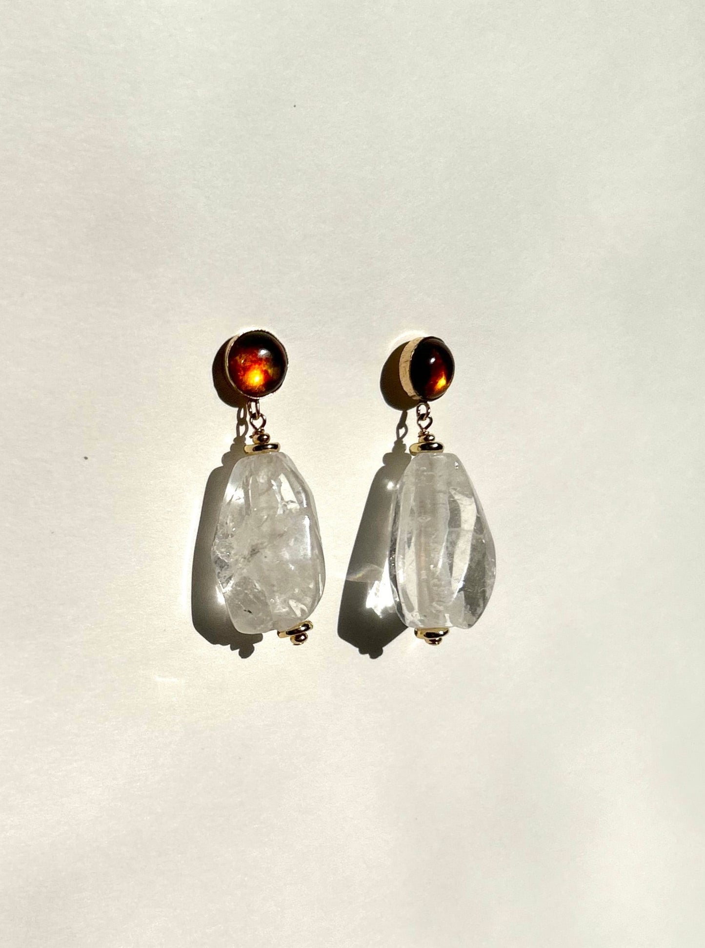 Mirage Earrings in Amber & Quartz